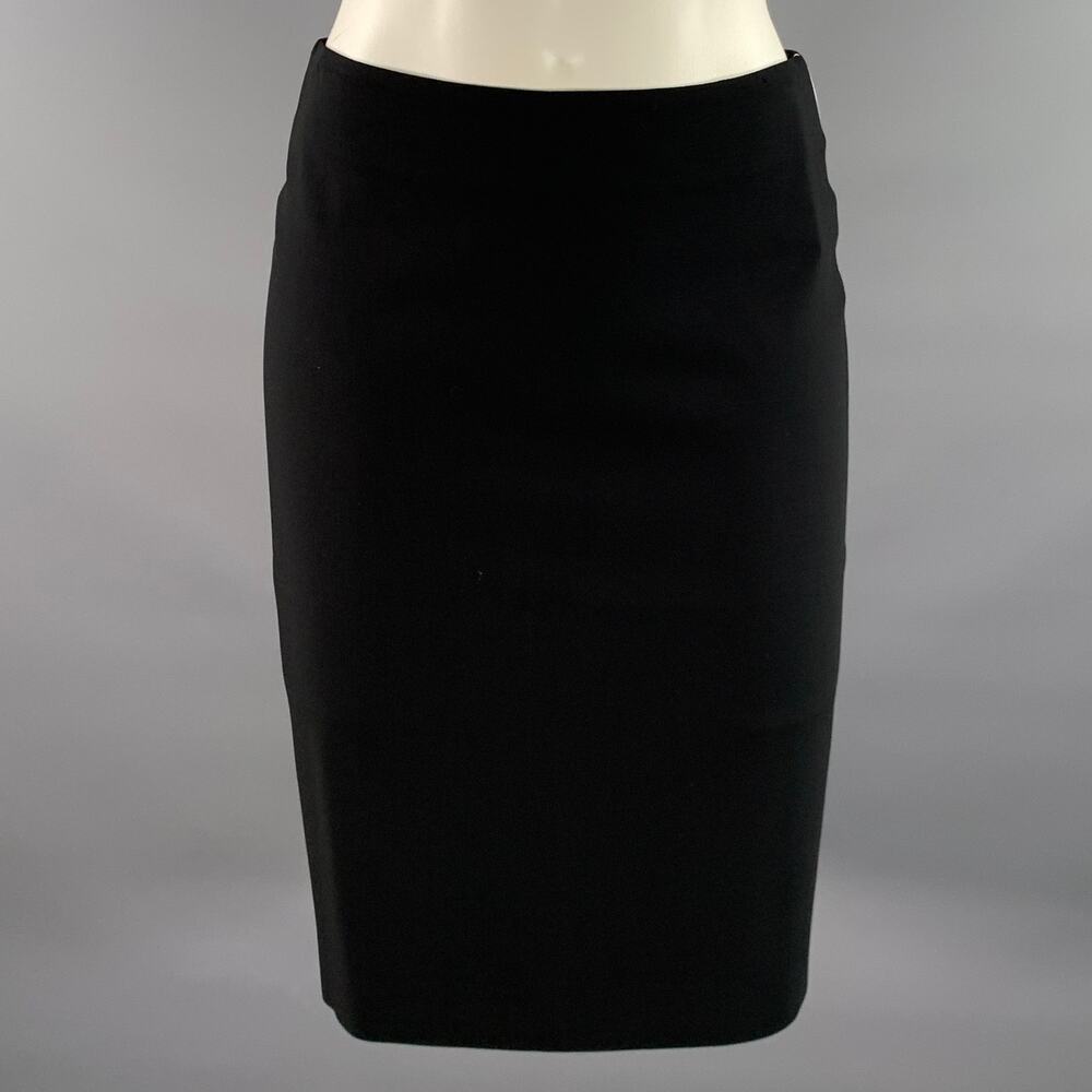 GIORGIO ARMANI Size 2 Black Wool Pencil Knee-Length Skirt